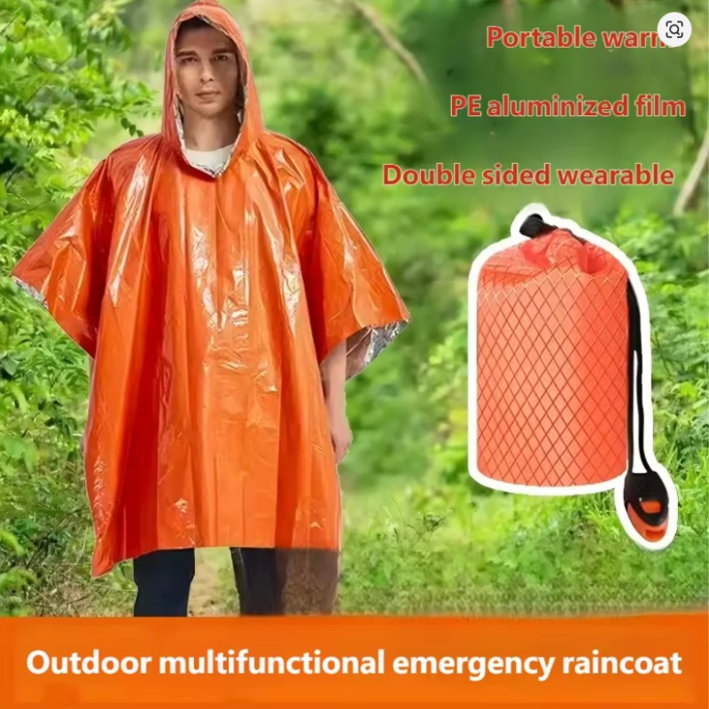 Survival Blanket Reflective - Poncho de Emergencia (4 Piezas), Manta